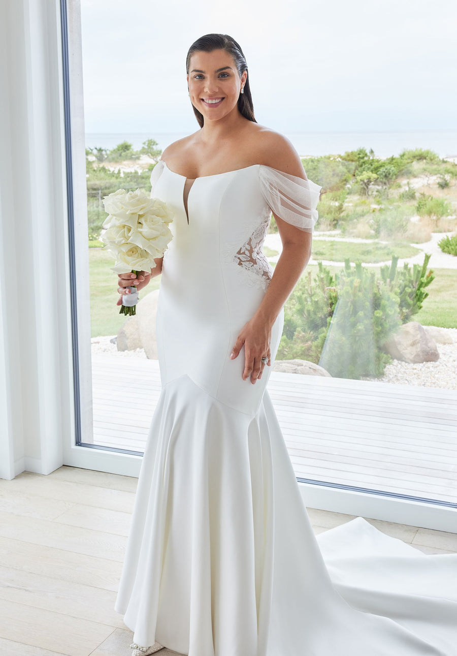 Wedding Dresses Plus Size Long Mermaid Wedding Dress Ivory/Ivory/Honey