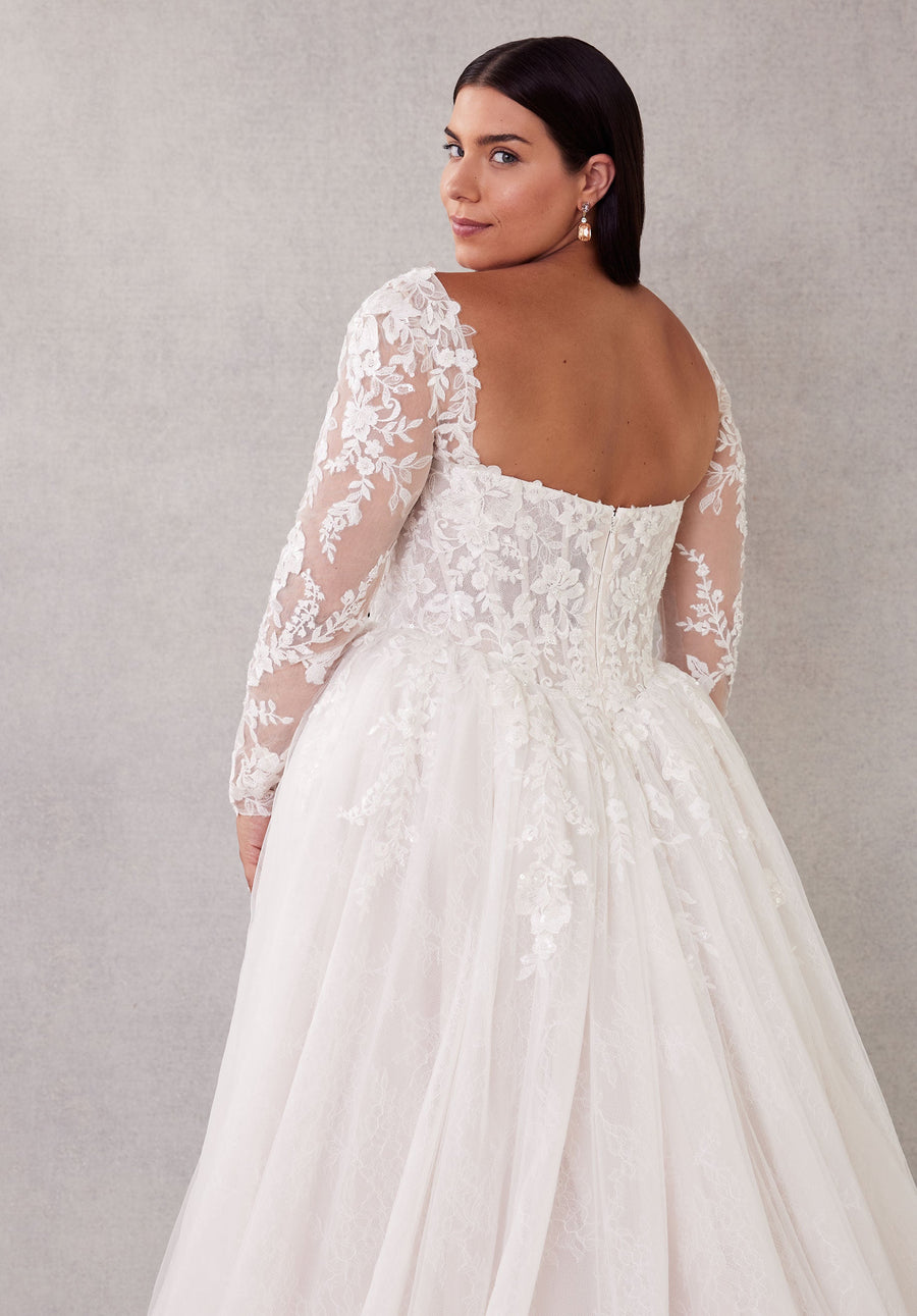 Wedding Dresses Long Ball Gown Plus Size Lace Wedding Dress Ivory/Sand/Honey