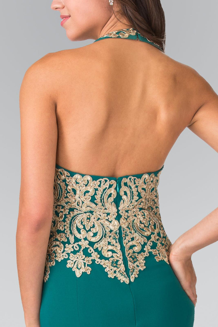 Prom Fitted Halter Neck Formal Dress Evening Gown - The Dress Outlet Elizabeth K