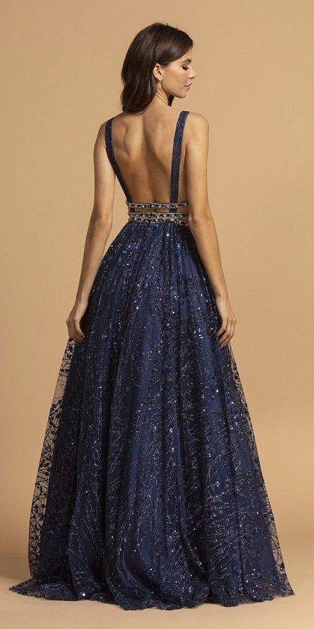Prom Long Beaded Formal Glitter Dress - The Dress Outlet