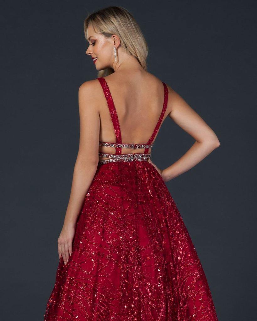 Prom Long Beaded Formal Glitter Dress - The Dress Outlet