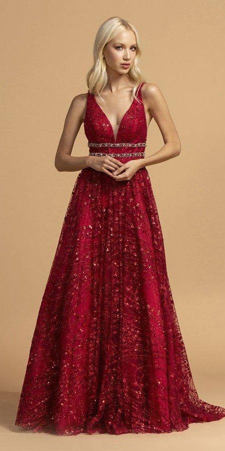 Prom Long Beaded Formal Glitter Dress - The Dress Outlet