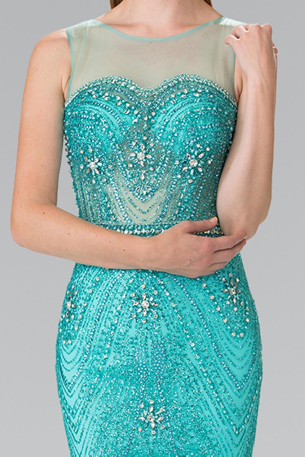 Prom Long Formal Beaded Sleeveless Evening Gown - The Dress Outlet Elizabeth K