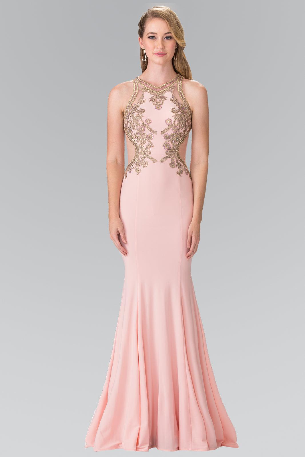 Prom Long Formal Fitted Halter Neck Evening Dress - The Dress Outlet Elizabeth K