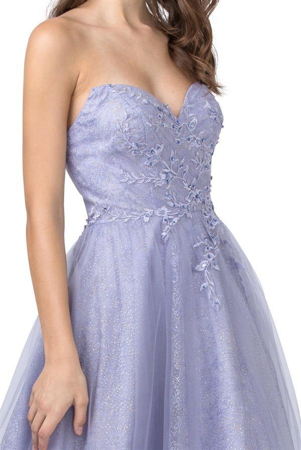 Prom Long Formal Strapless Glitter Evening Gown - The Dress Outlet