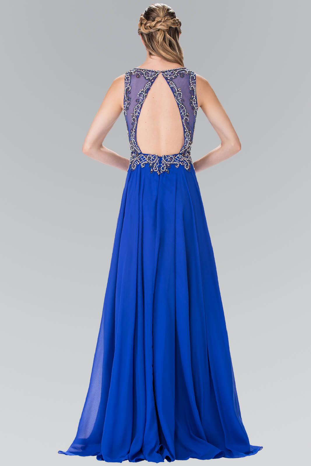Prom Long Sleeveless Beaded Chiffon Evening Dress - The Dress Outlet Elizabeth K