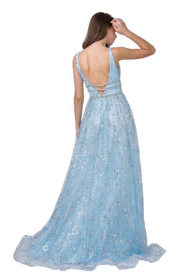 Prom Long Sleeveless Evening Sequins Dress - The Dress Outlet