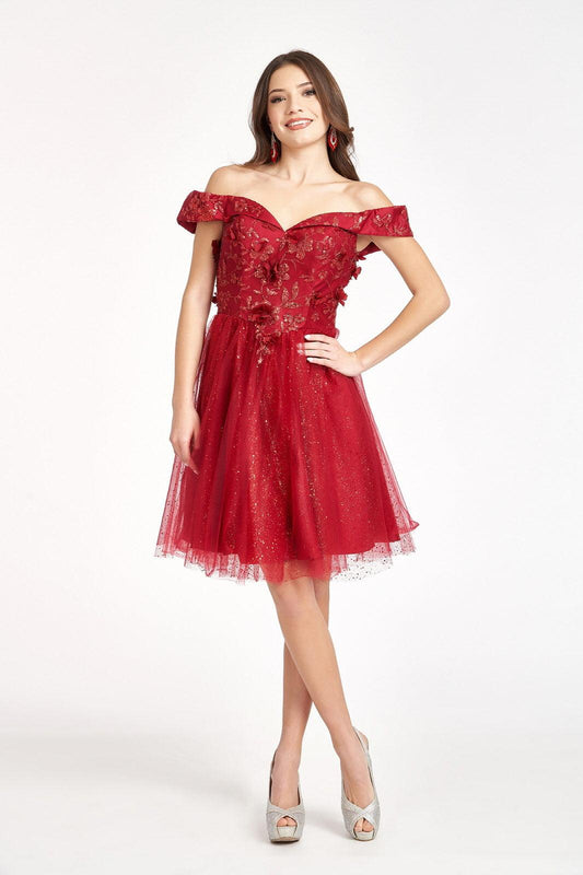Prom Short Off Shoulder Homecoming Cocktail Dress - The Dress Outlet