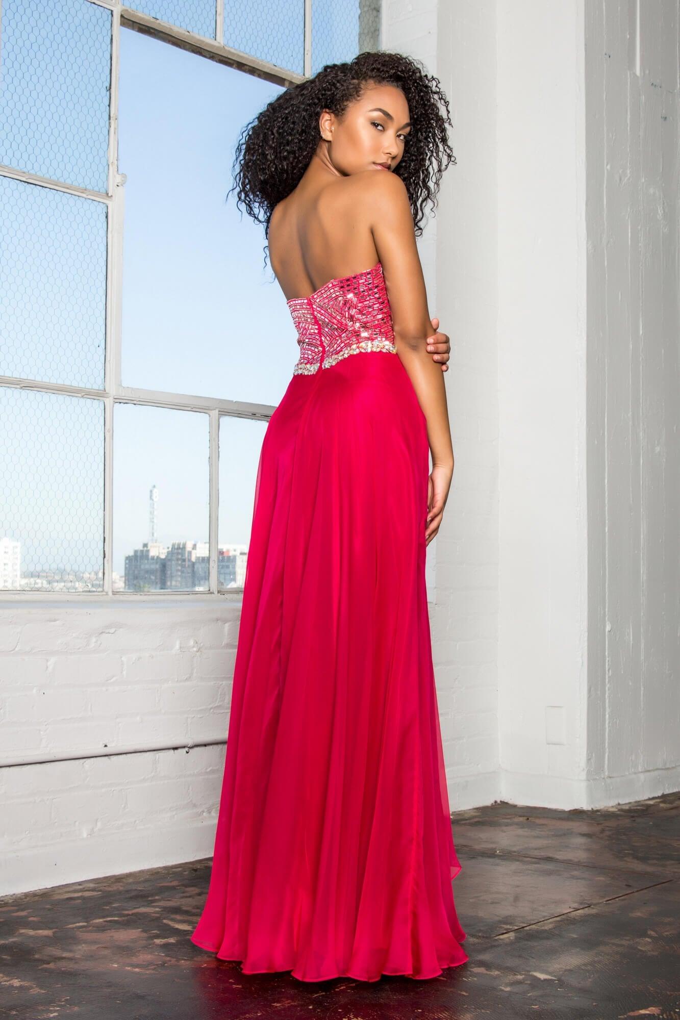 Prom Strapless Chiffon Long Dress Evening Gown - The Dress Outlet Elizabeth K