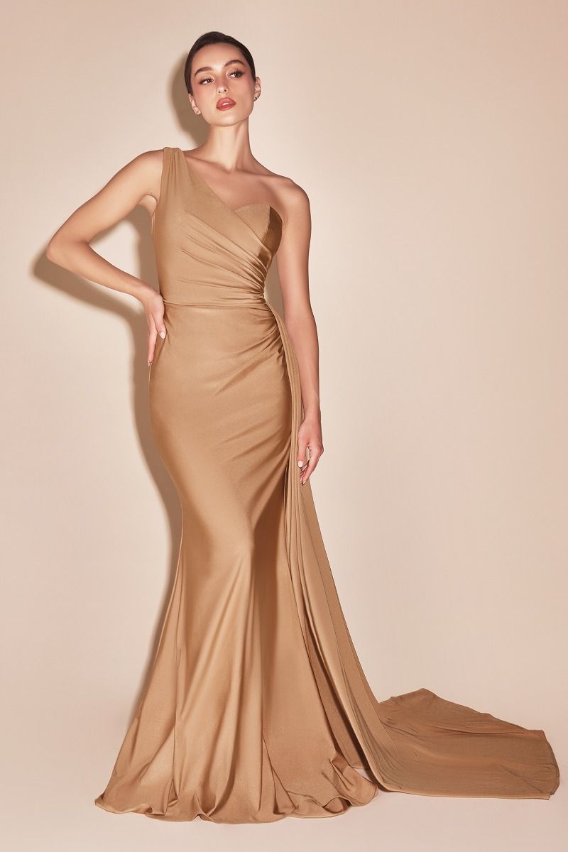 Prom Dresses Long Fitted Formal Evening Gown Nude Gold