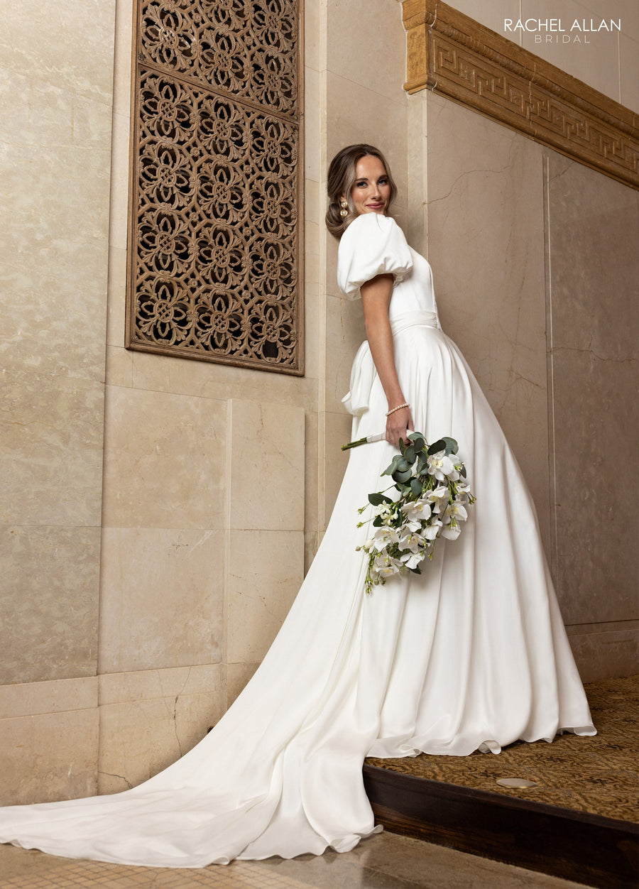 Wedding Dresses Long Puff Sleeve Wedding Dress Ivory