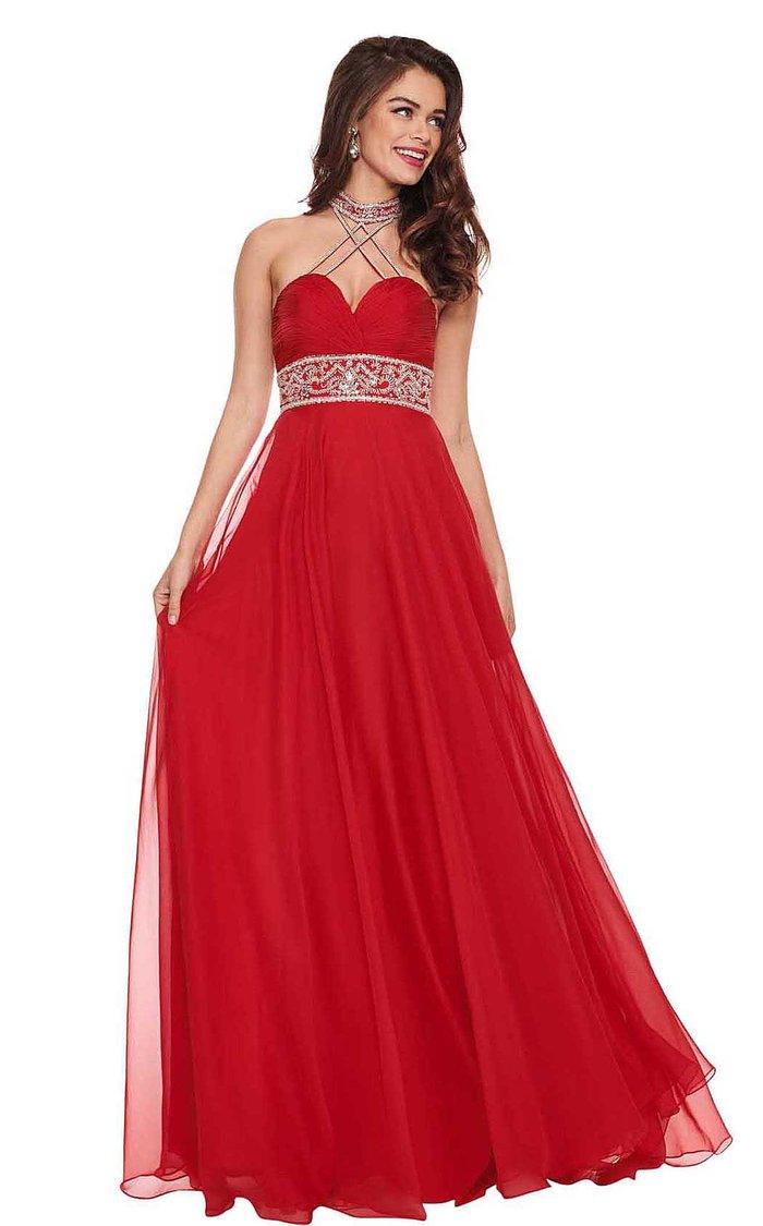 Rachel Allan Long Halter Prom Chiffon Dress 6421 - The Dress Outlet