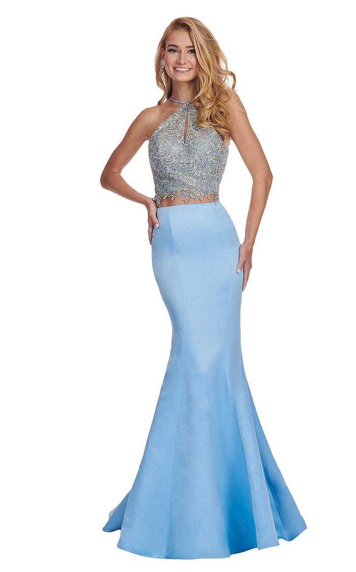 Rachel Allan Long Two Piece Prom Halter Dress 6478 - The Dress Outlet