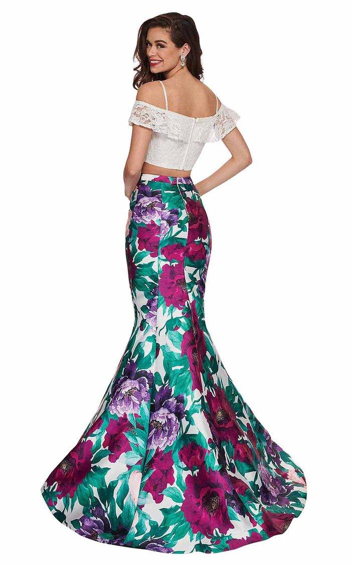 Rachel Allan Prom Long Two Piece Floral Dress 6449 - The Dress Outlet