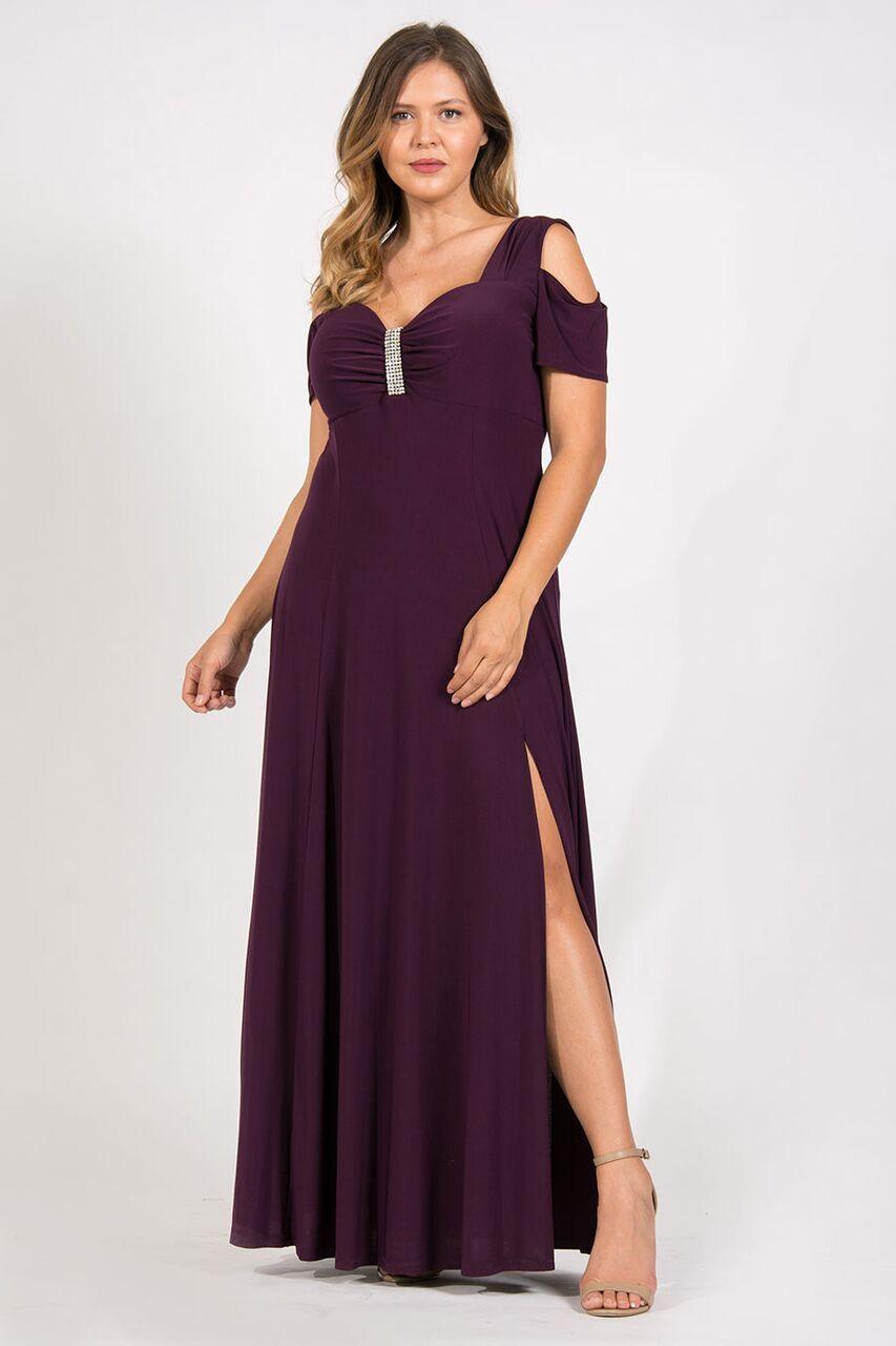 R&M Richards Long Plus Size Formal Stretchy Evening Dress - The Dress Outlet R&M Richards