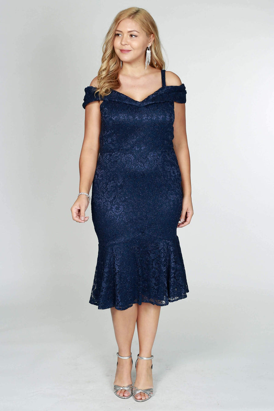 R&M Richards Short Formal Lace Dress Navy - The Dress Outlet R&M Richards