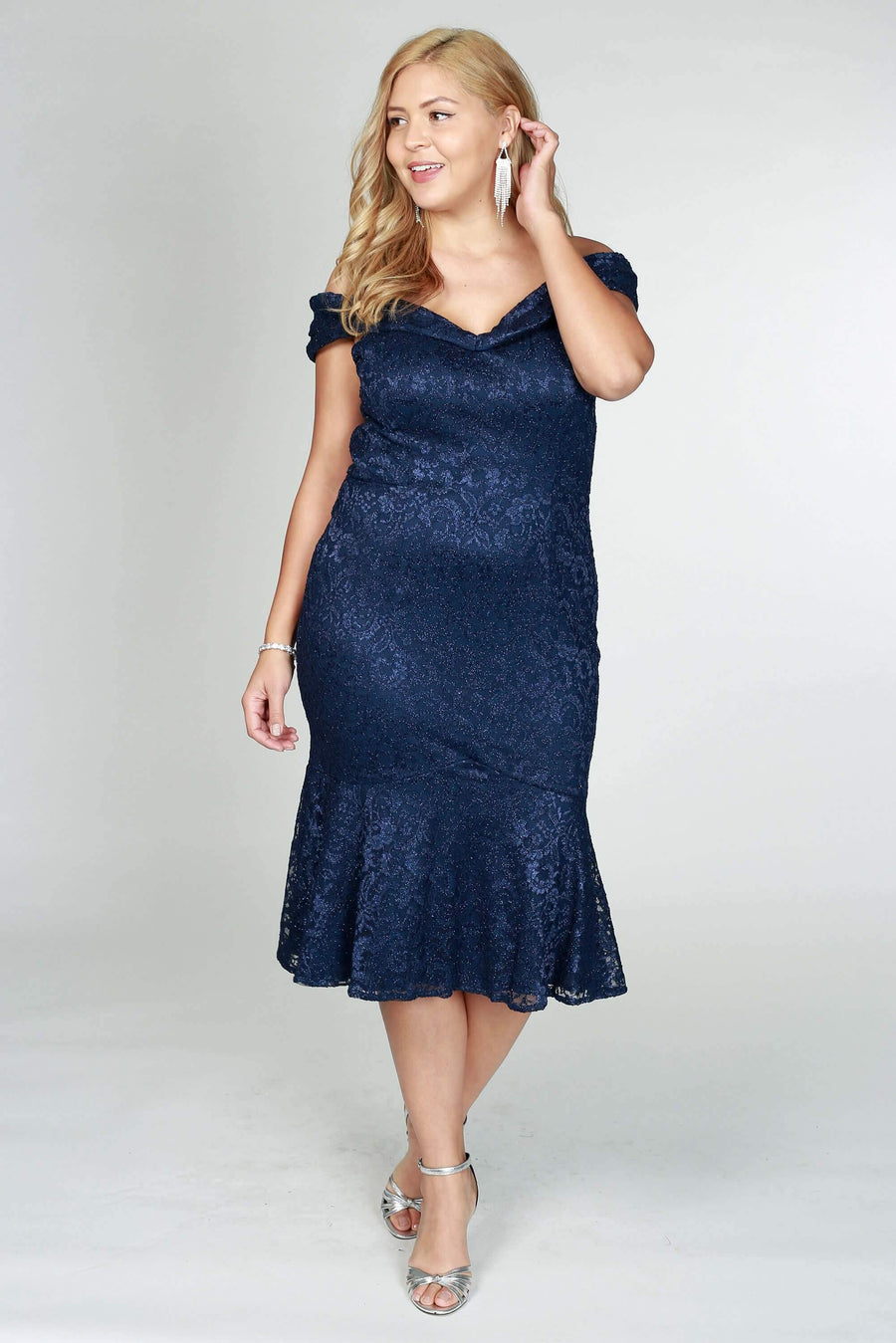 R&M Richards Short Formal Lace Dress Navy - The Dress Outlet R&M Richards