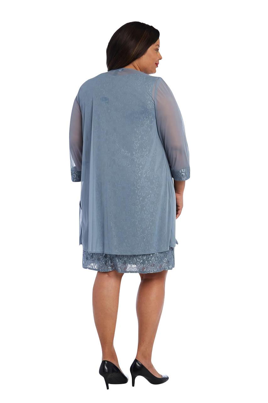 R&M Richards  Short Lace Mother of the Bride Dress Slate