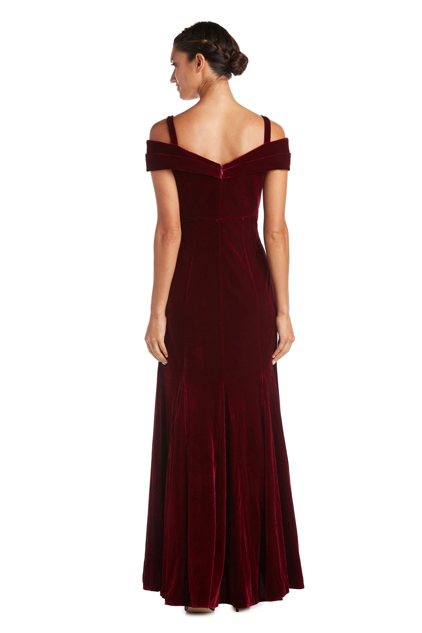 R&M Richards Long Formal Off Shoulder Velvet Dress 2509 - The Dress Outlet
