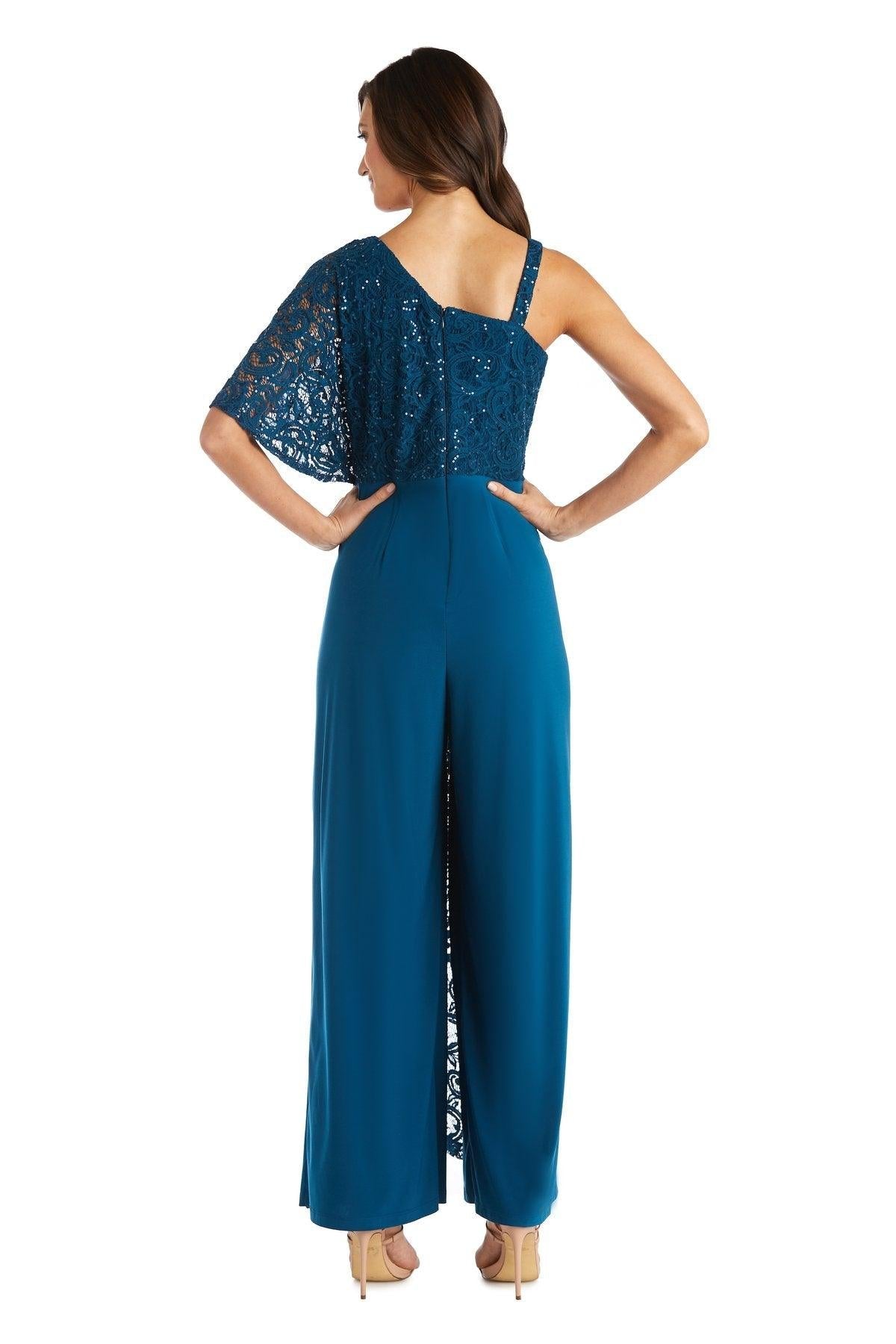 R&M Richards Asymmetric Evening Jumpsuit 3556 - The Dress Outlet