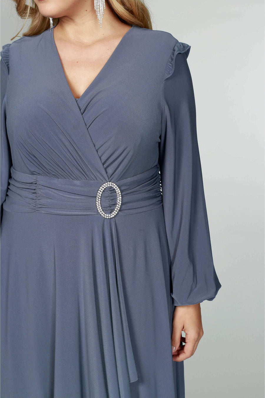 R&M Richards Short Plus Size Long Sleeve Cocktail Dress - The Dress Outlet R&M Richards