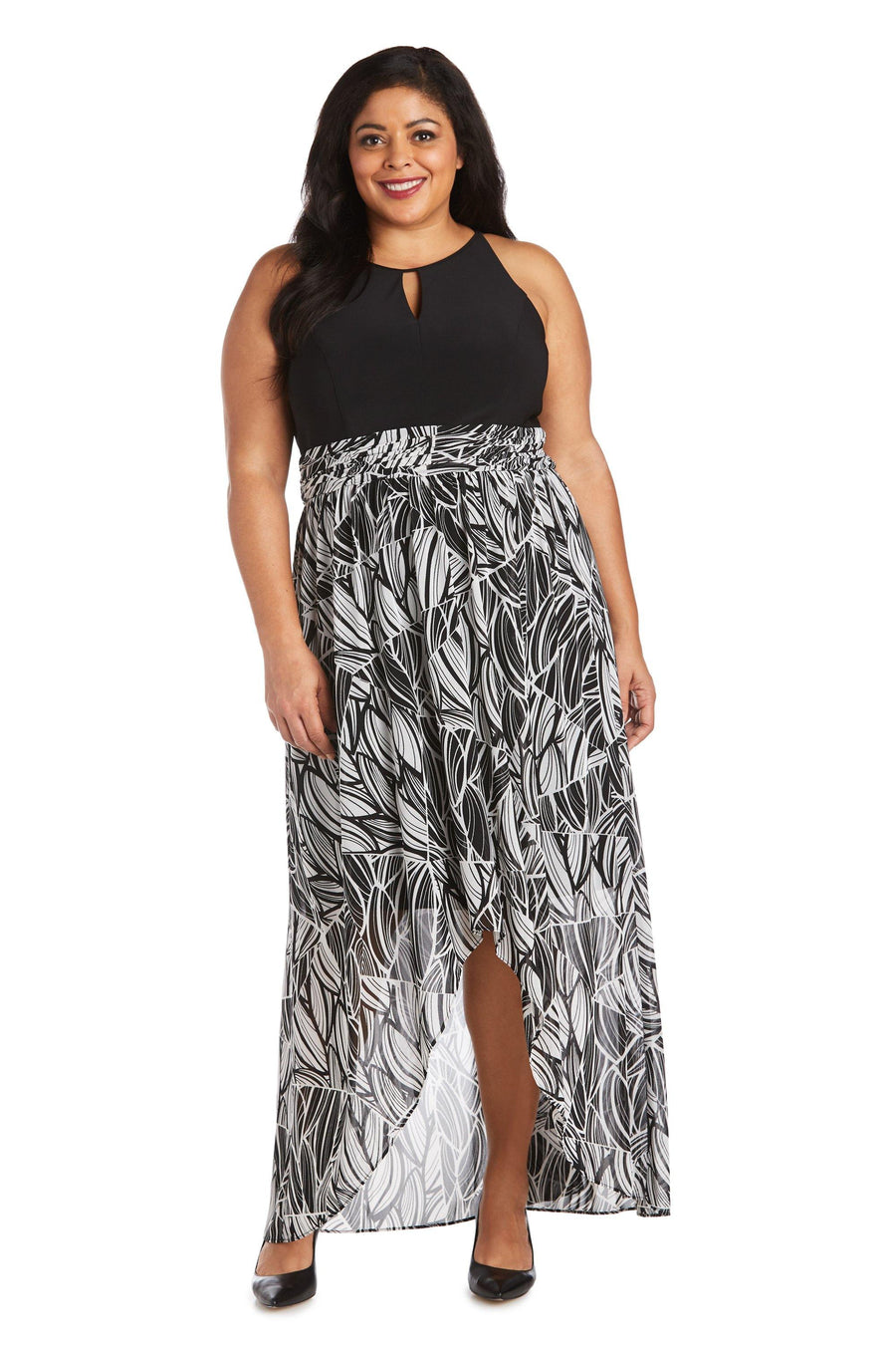 R&M Richards High Low Plus Size Floral Dress 7215W - The Dress Outlet