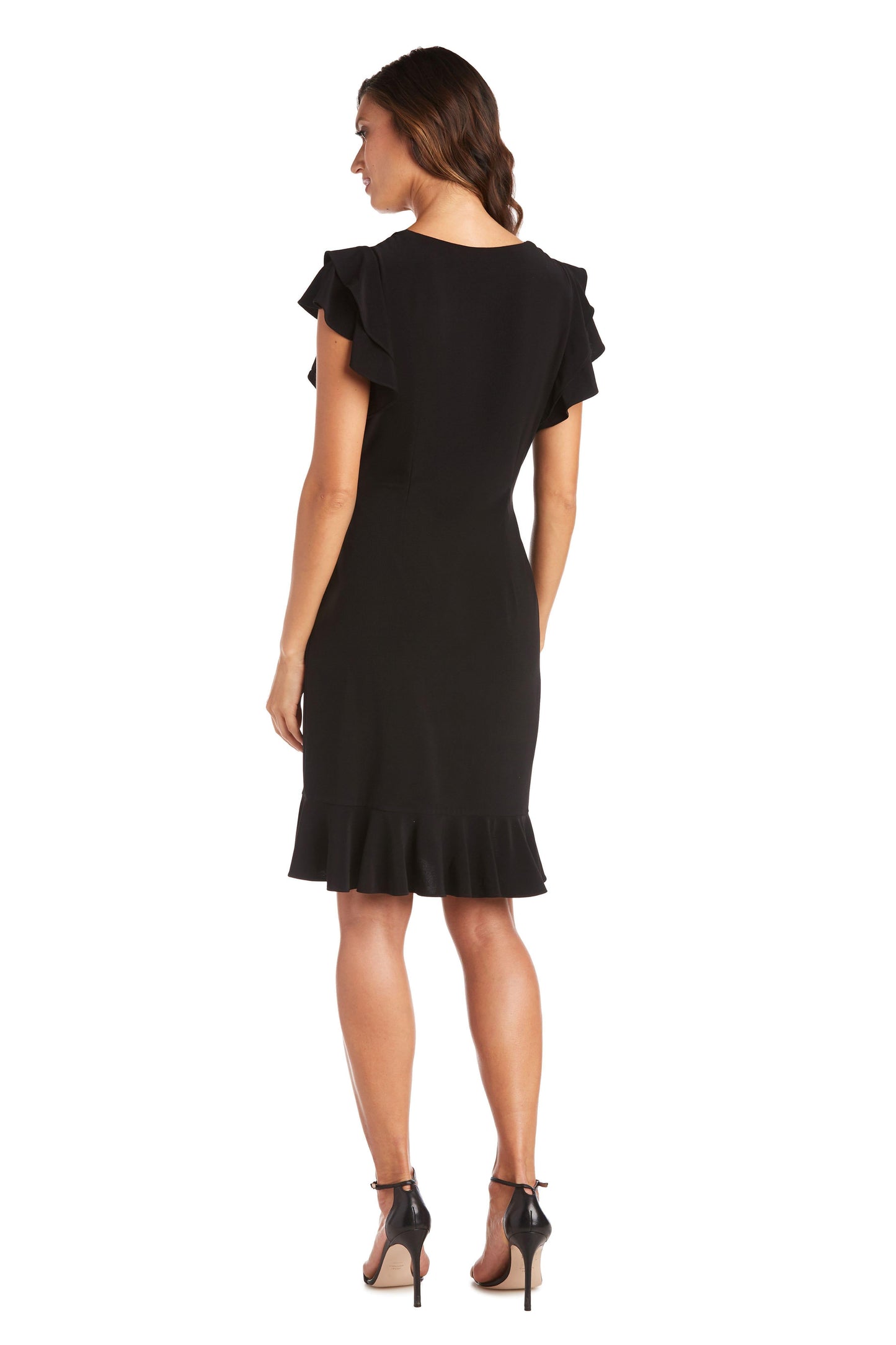R&M Richards Short Cocktail Ruffle Wrap Dress 7751 - The Dress Outlet