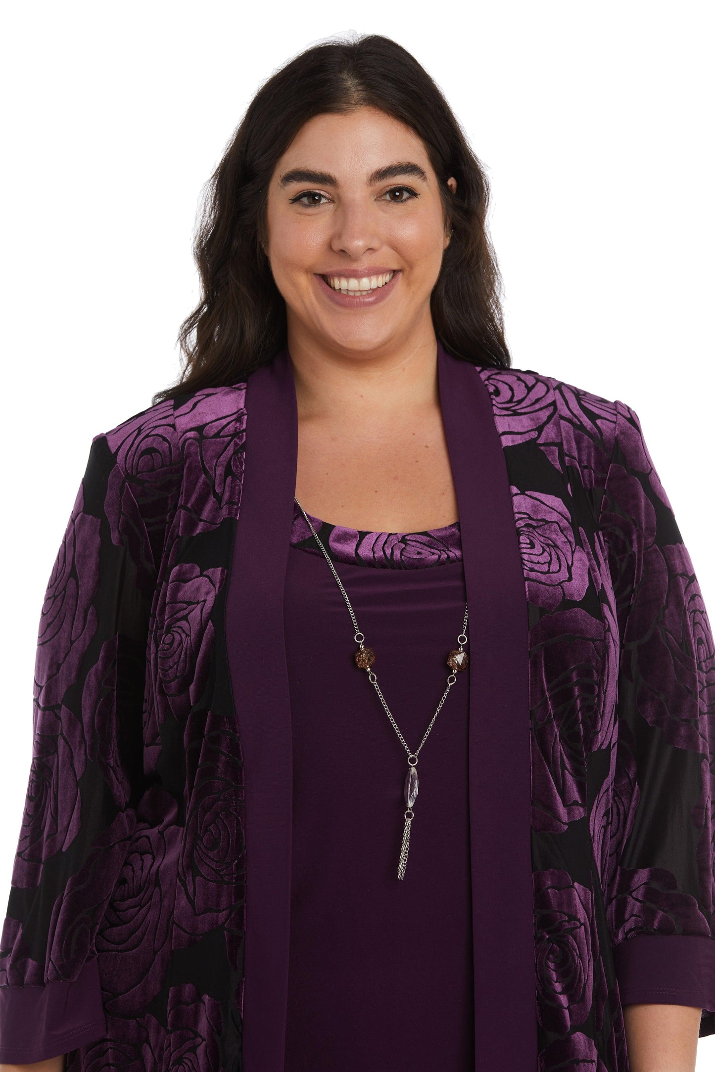 R&M Richards Formal Plus Size Black Pant suit Plum