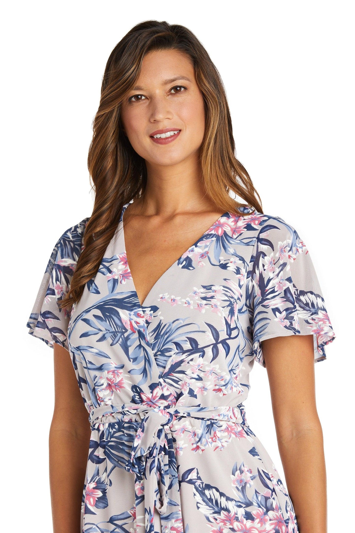 R&M Richards High Low Floral Petite Dress 9400P - The Dress Outlet