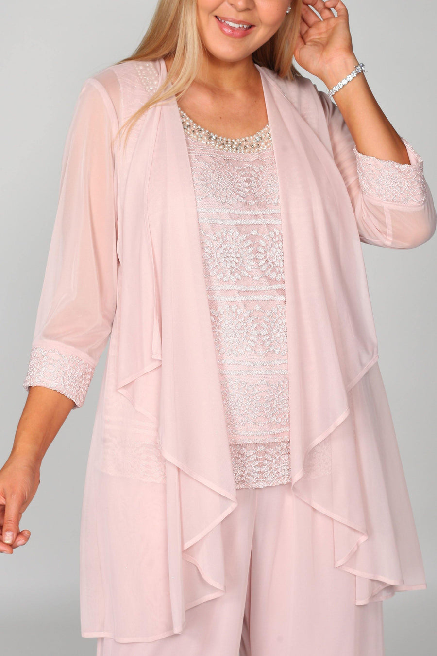 R&M Richards Long Formal Beaded Pant Suit 7008 - The Dress Outlet