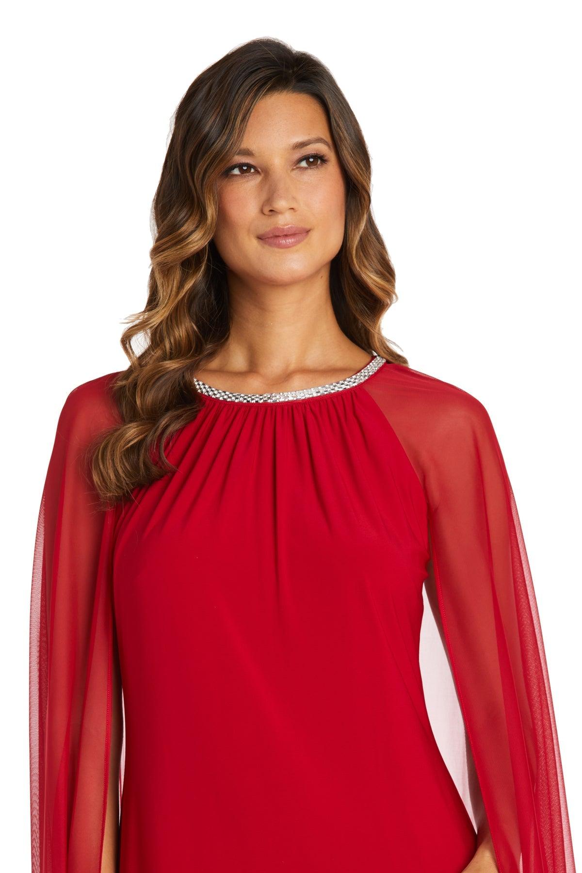 R&M Richards Long Formal Petite Beaded Dress 2487P - The Dress Outlet