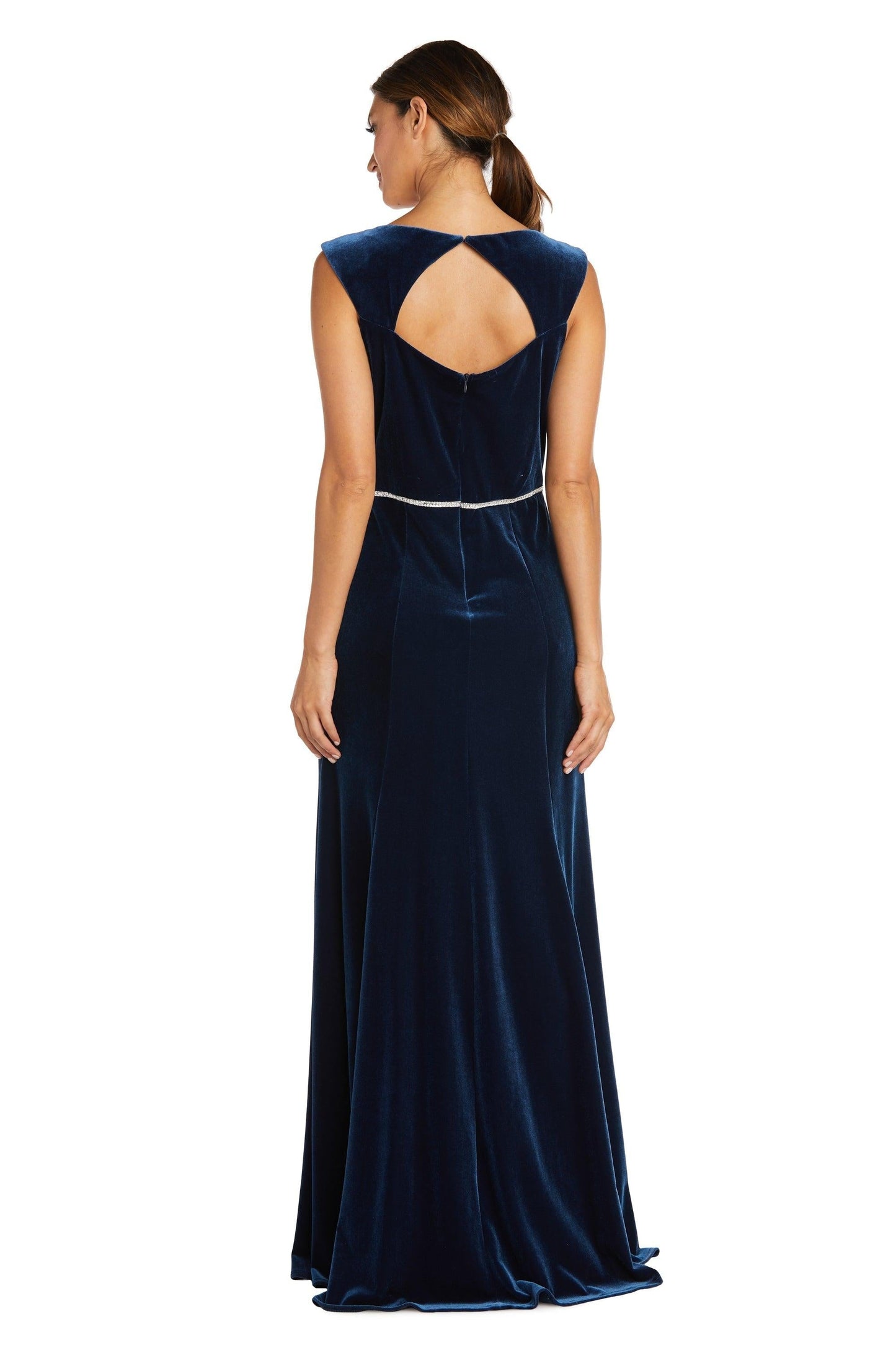 R&M Richards Long Formal Velvet Dress 7572 - The Dress Outlet