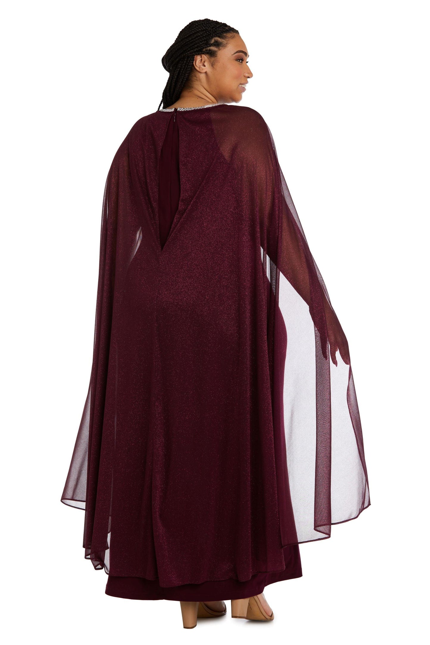 R&M Richards Long Plus Size Formal Cape Dress 2662W - The Dress Outlet