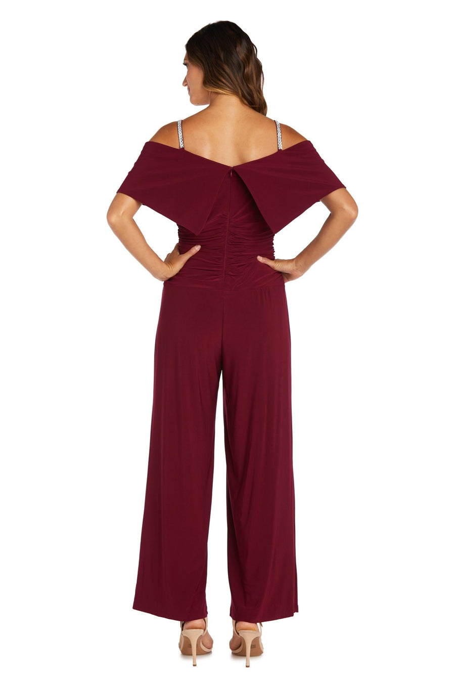 R&M Richards Petite Off Shoulder Jumpsuit Sale - The Dress Outlet