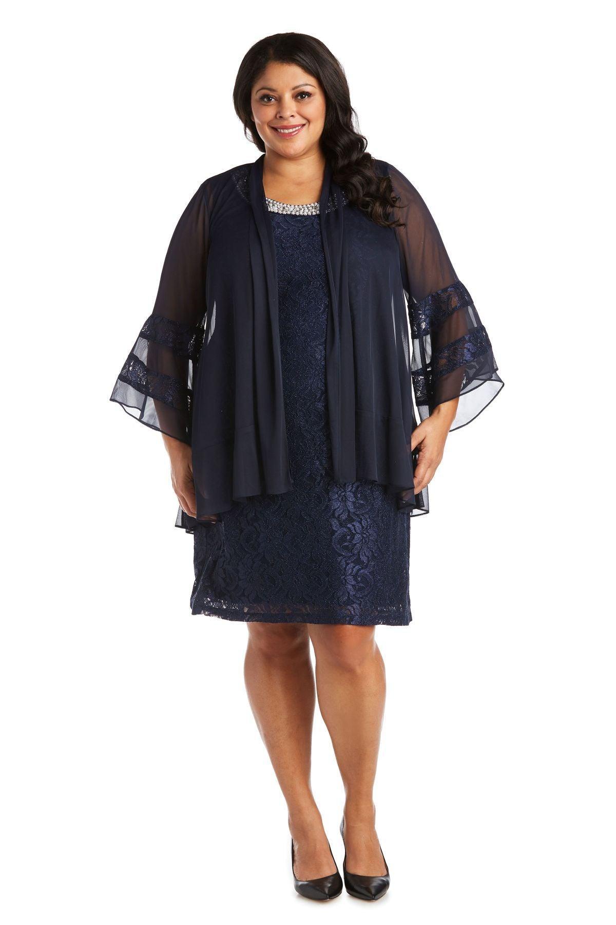 R&M Richards Short Plus Size Mother of the Bride Dress Sale 2421W - The Dress Outlet