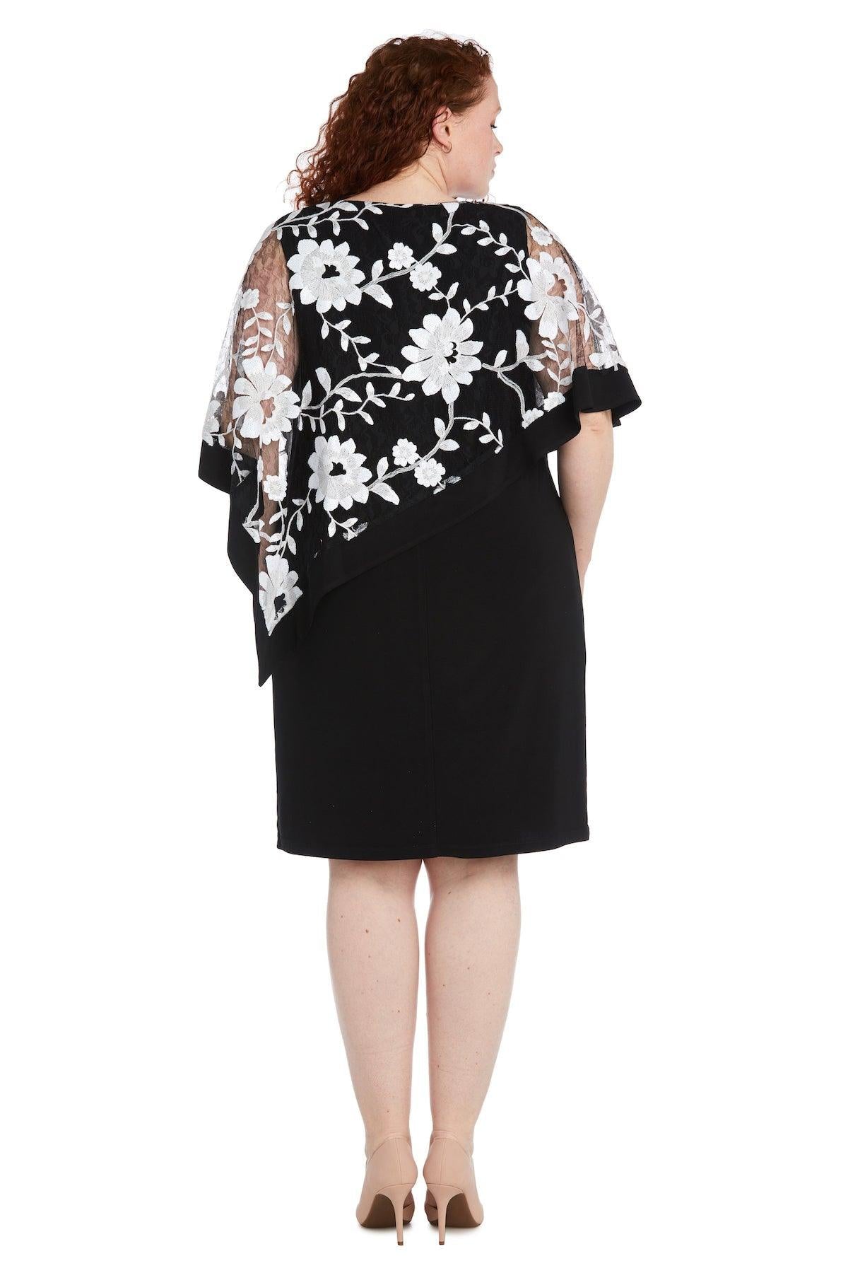 R&M Richards Short Plus Size Poncho Set Dress 2722W - The Dress Outlet