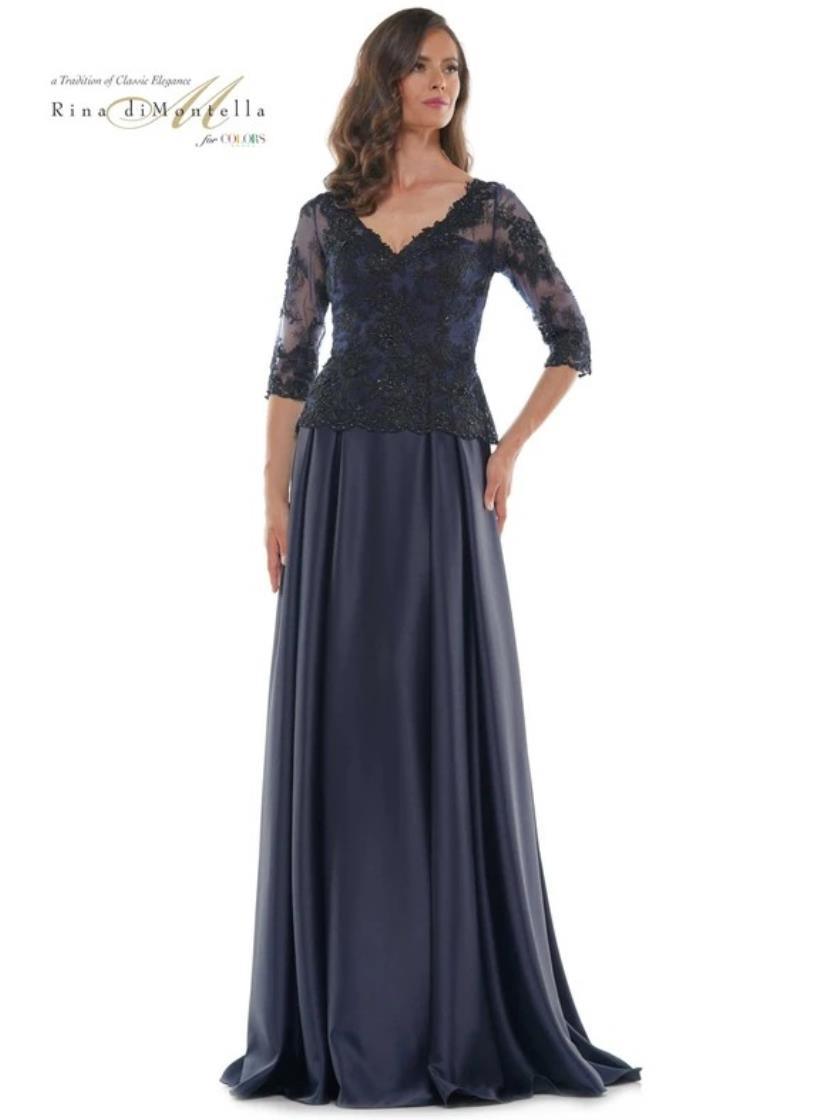 Rina di Montella Long Formal Long Sleeve Dress 2720 - The Dress Outlet