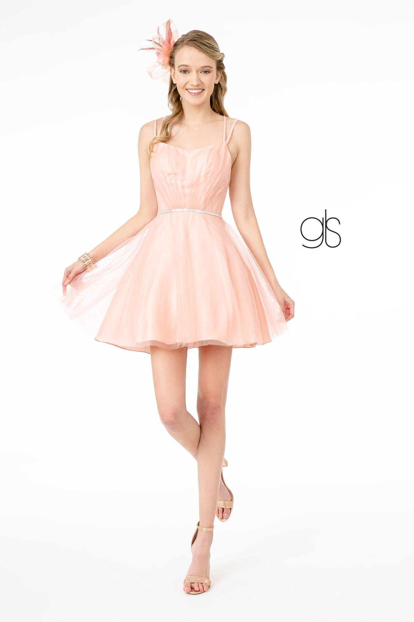 Ruched Top Mesh Short Dress Cocktail - The Dress Outlet Elizabeth K