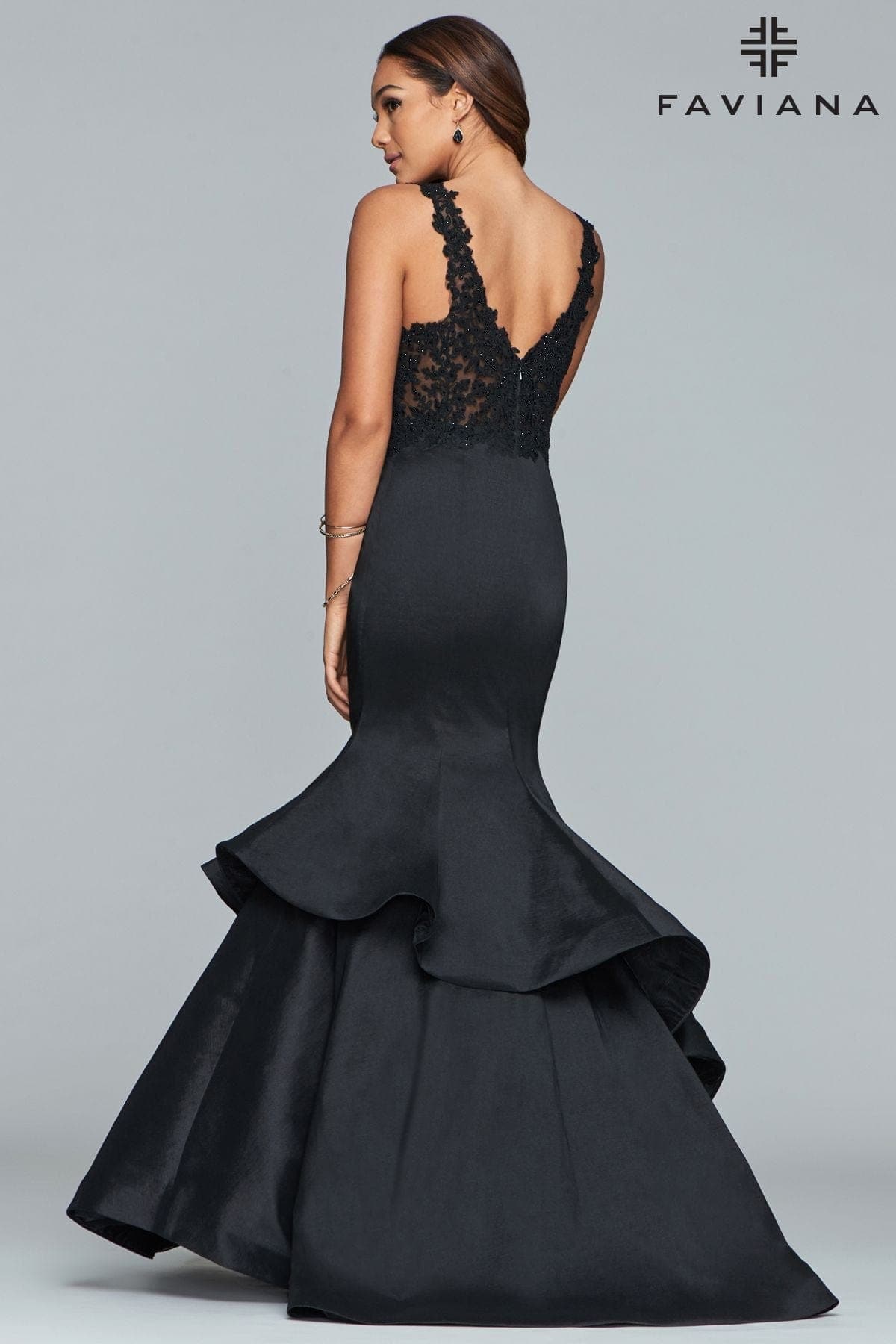 Prom Dresses Fitted Long Formal Beaded Layered Prom Mermaid Dress Black
