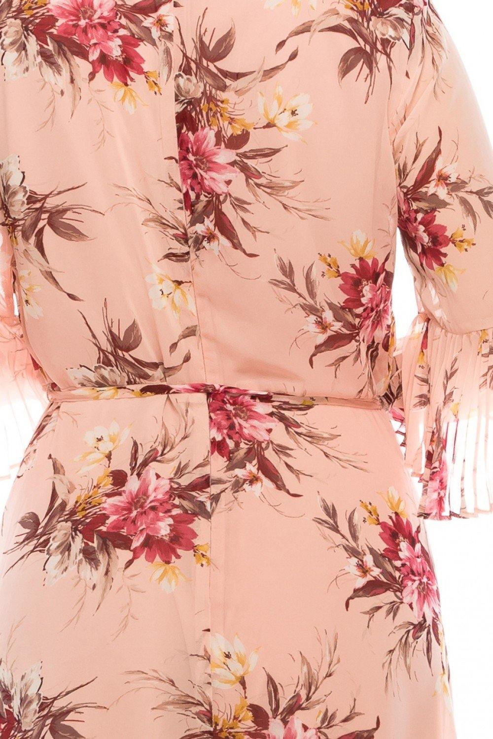 Sandra Darren Floral Printed Midi Faux Wrap Dress - The Dress Outlet