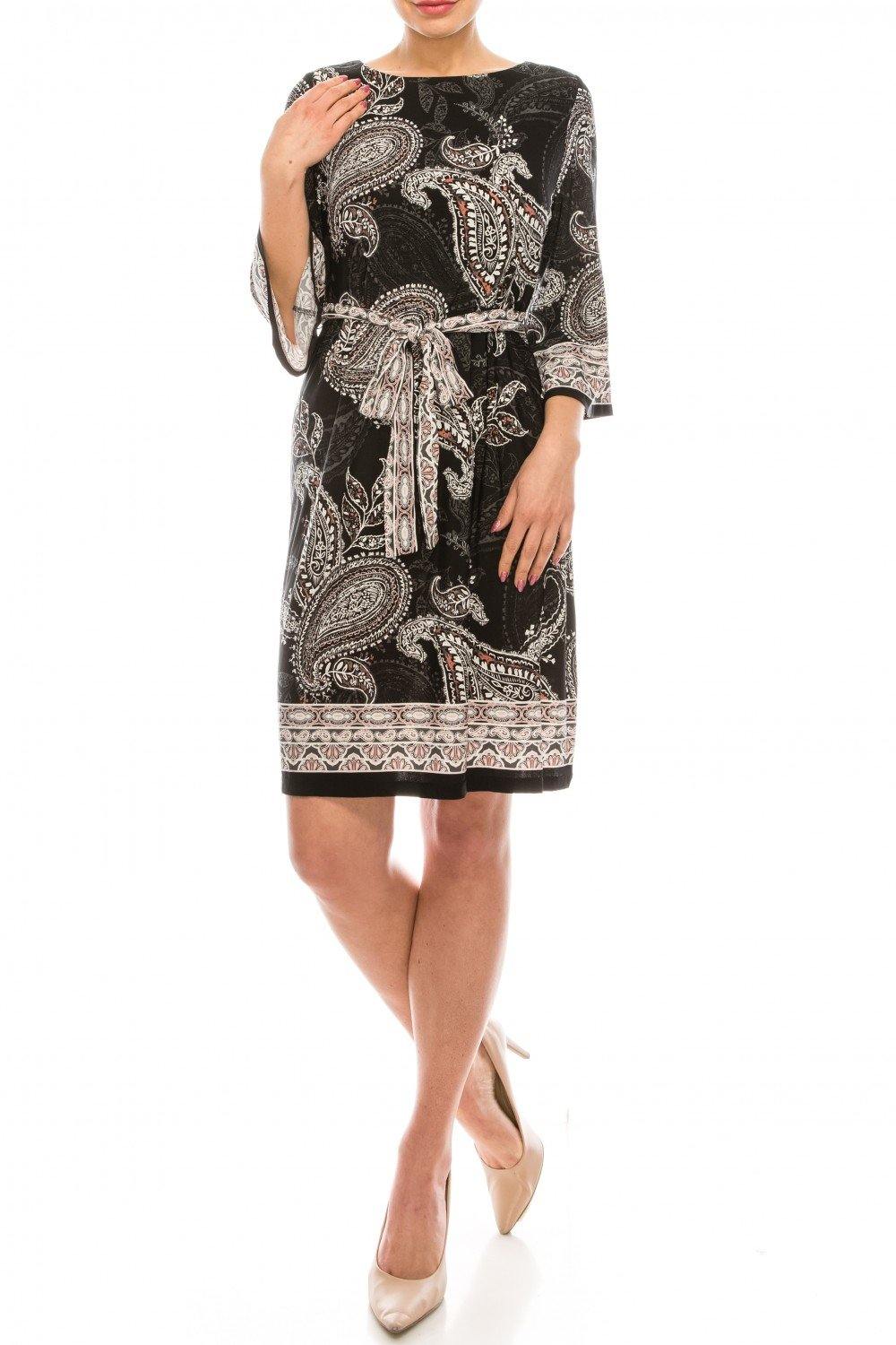 Sandra Darren Textured Paisley Printed Dress - The Dress Outlet