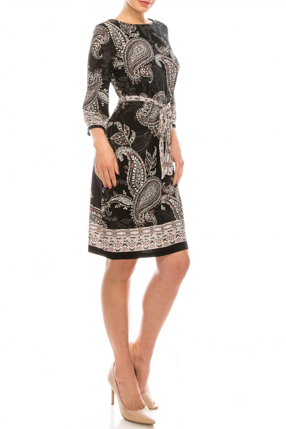 Sandra Darren Textured Paisley Printed Dress - The Dress Outlet