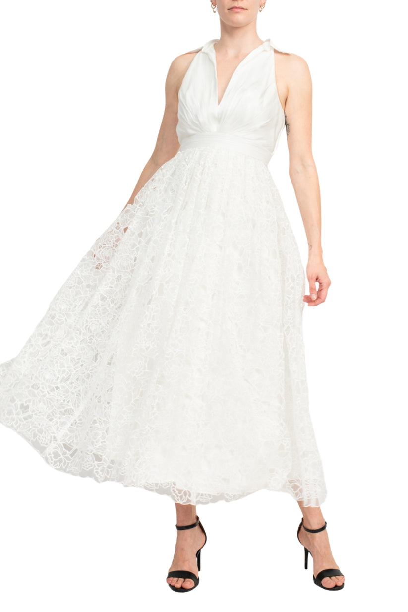 Formal Dresses Long Formal A Line Lace Midi Dress White