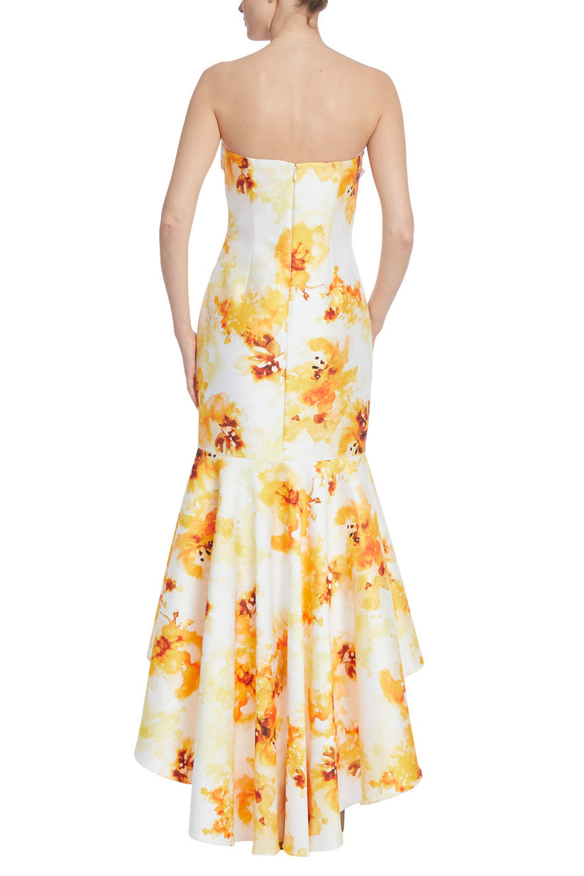 Formal Dresses High-Low Floral Mermaid Formal Dress Yellow Multi