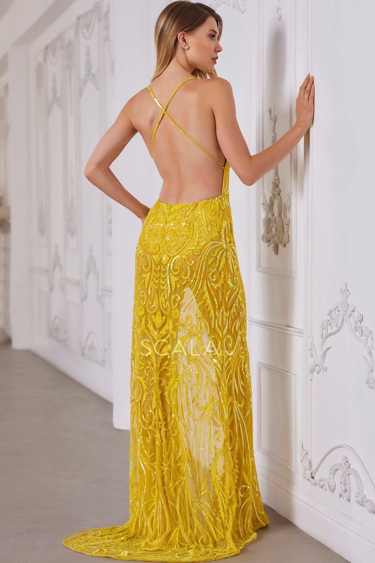 Prom Dresses Sequin Prom Long Fitted Formal Dress Sunflower