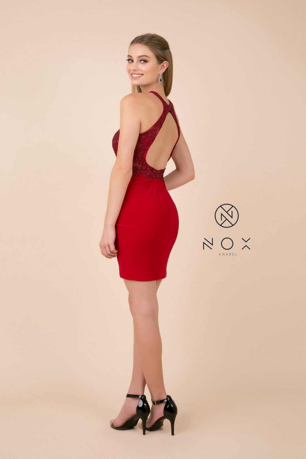 Sexy Short Fitted Dress Formal Cocktail - The Dress Outlet Nox Anabel
