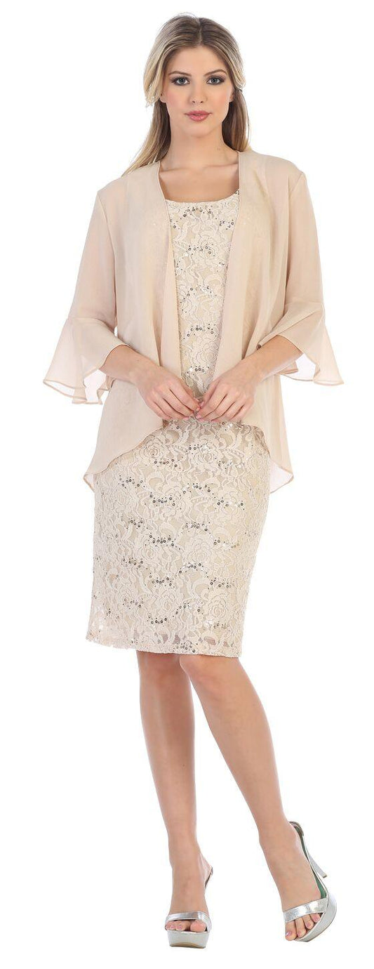 Short Formal Mother of the Bride Evening Dress with Jacket - The Dress Outlet Sally
