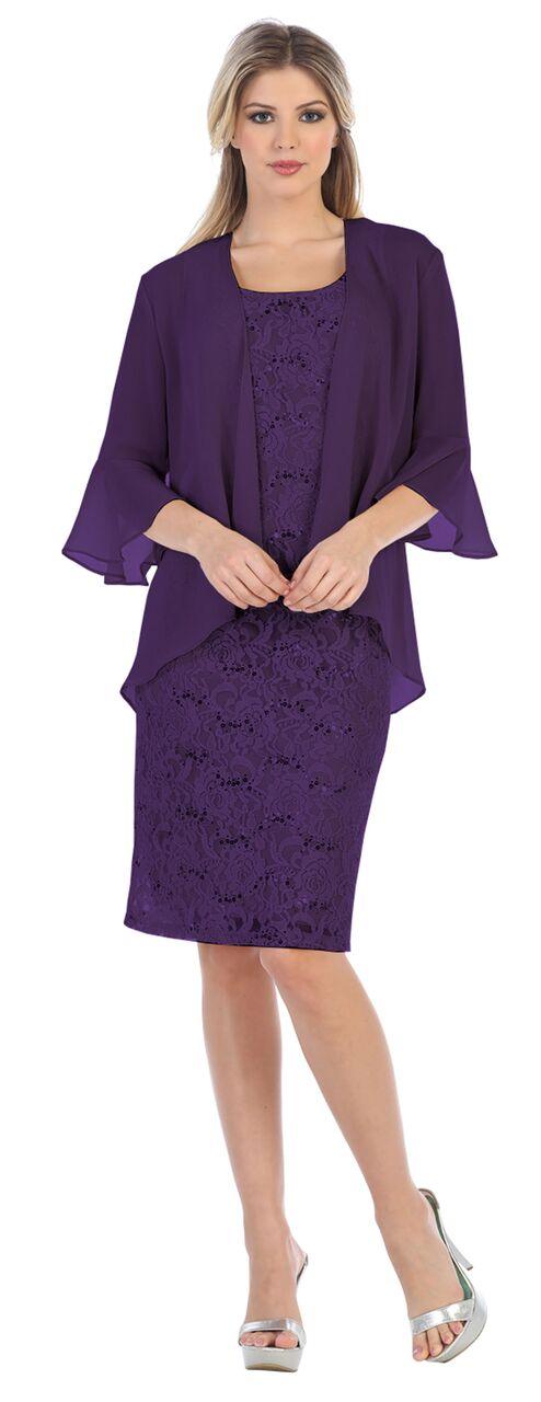 Short Formal Mother of the Bride Evening Dress with Jacket - The Dress Outlet Sally