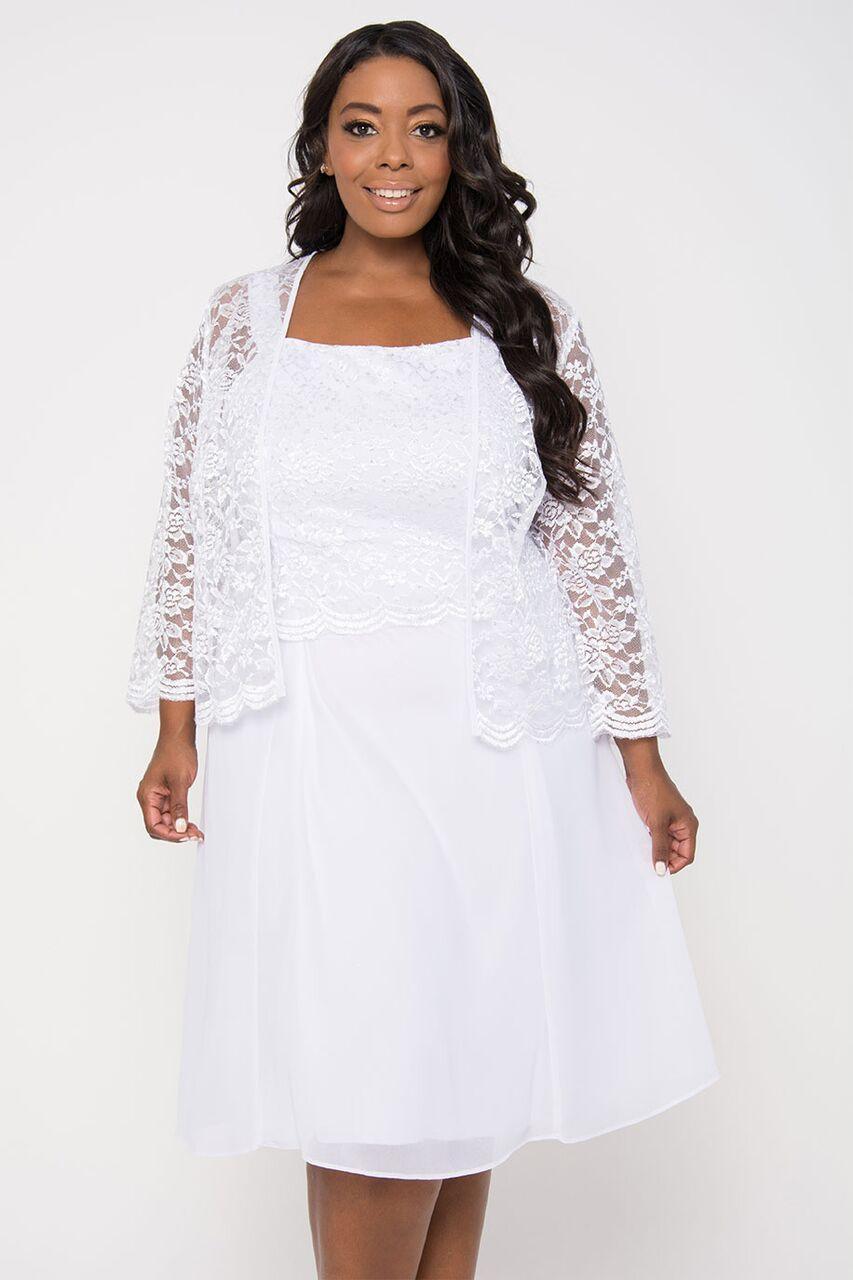 Short Mother Of The Bride Dress With Jacket - The Dress Outlet Sally