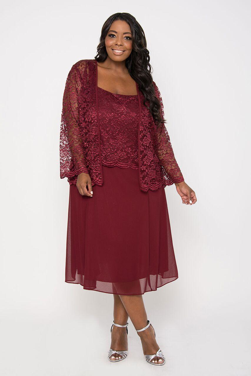 Short Mother Of The Bride Dress With Jacket - The Dress Outlet Sally